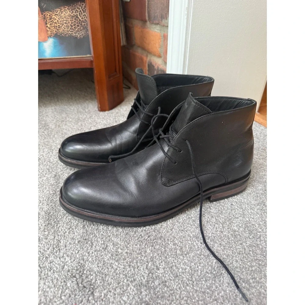 Saks Fifth Avenue Rimini Mens Black Leather Chukka Ankle Boots‎ Size 12M